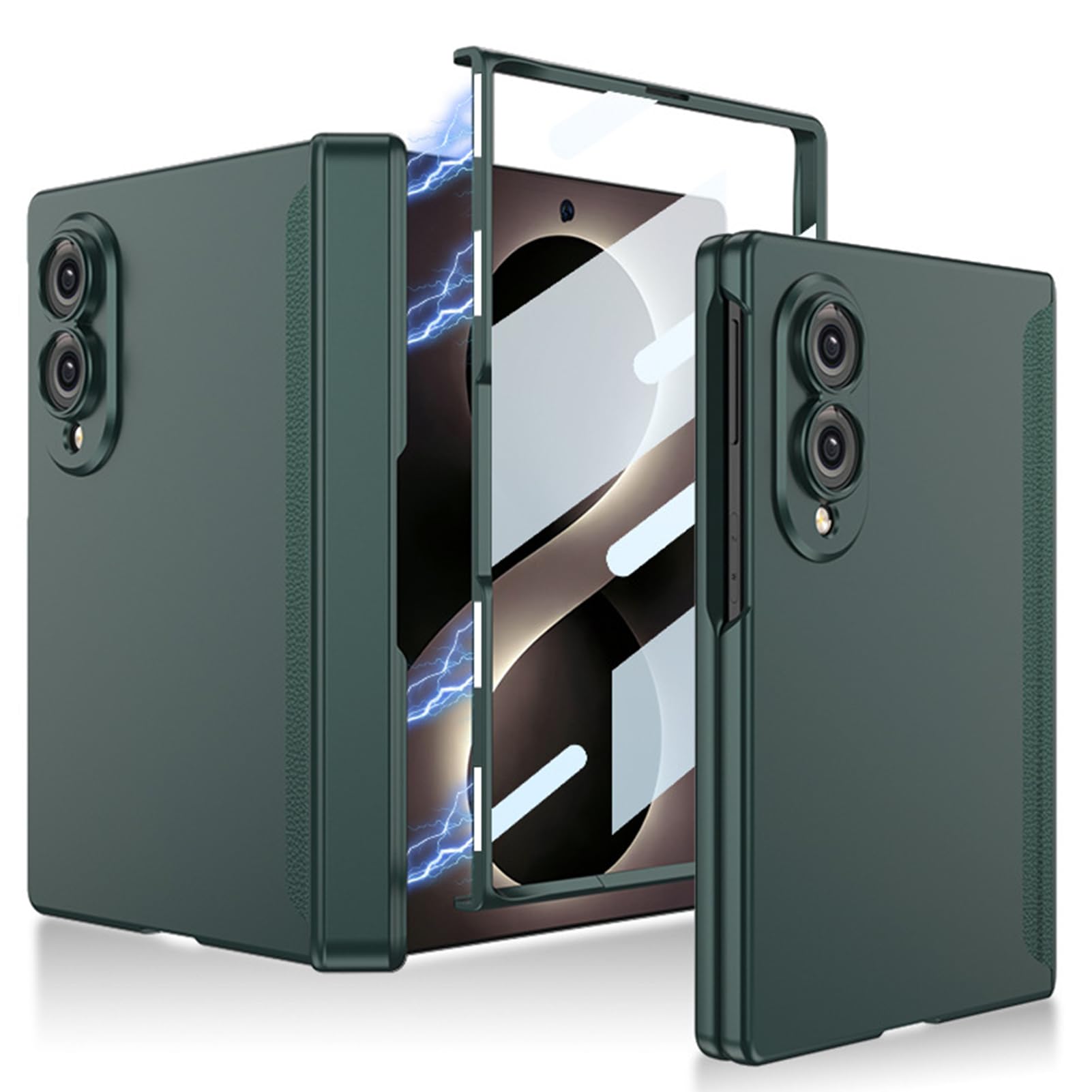 Custodia Satinata For Samsung Galaxy Z Fold 8, Lente Resistente Ai Graffi, Copertura Sottile, Schermo Con Aspirazione Magnetica, Custodia Con Cerniera Flim(Green)