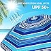 AMMSUN 6.5 ft Heavy Duty Beach Umbrella for Sand with tilt Air Vent Sun Shelter, UV 50+ Protection Outdoor Sunshade Umbrellas and Parasols with Carry Bag for Patio Garden Beach Pool stripe Blue