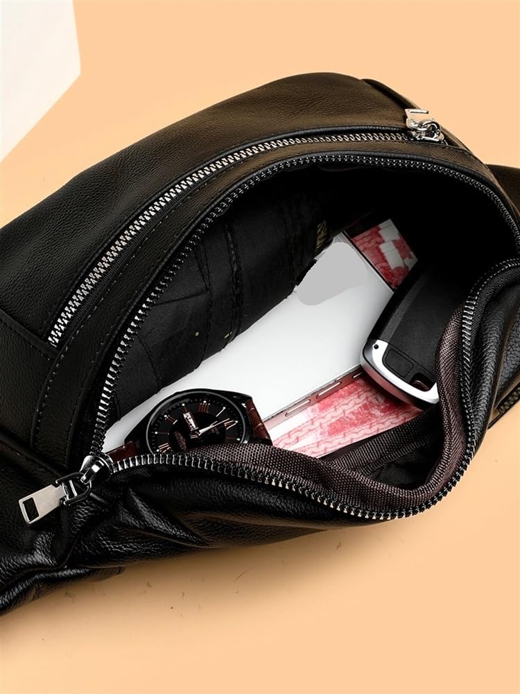 Prosta czarna męska nerka z prawdziwej skóry lekka sportowa torba na talię dla mężczyzn pasek etui na telefon torby na klatkę piersiową męska mała torba, Kawa, Jeden rozmiar