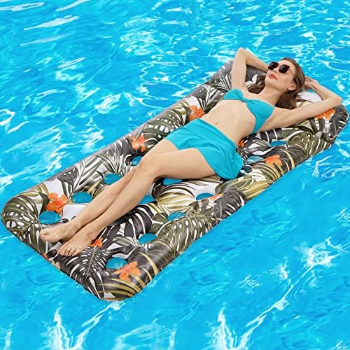 FDSPDO Inflatable Pool Floats Raft, 72" X 34" Oversized Pool Float Lounge with Headrest for Adults, Cooling Pool Floaties Contour Lounger for Swimming Pool Party, Lake, Summer Beach, Outdoor Tanning