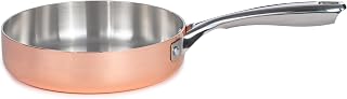 Berghoff Vintage Tri-Ply Copper 8in Deep Skillet, Polished, Long Ergonomic Shaped Handle, 3-layer Base, Gold