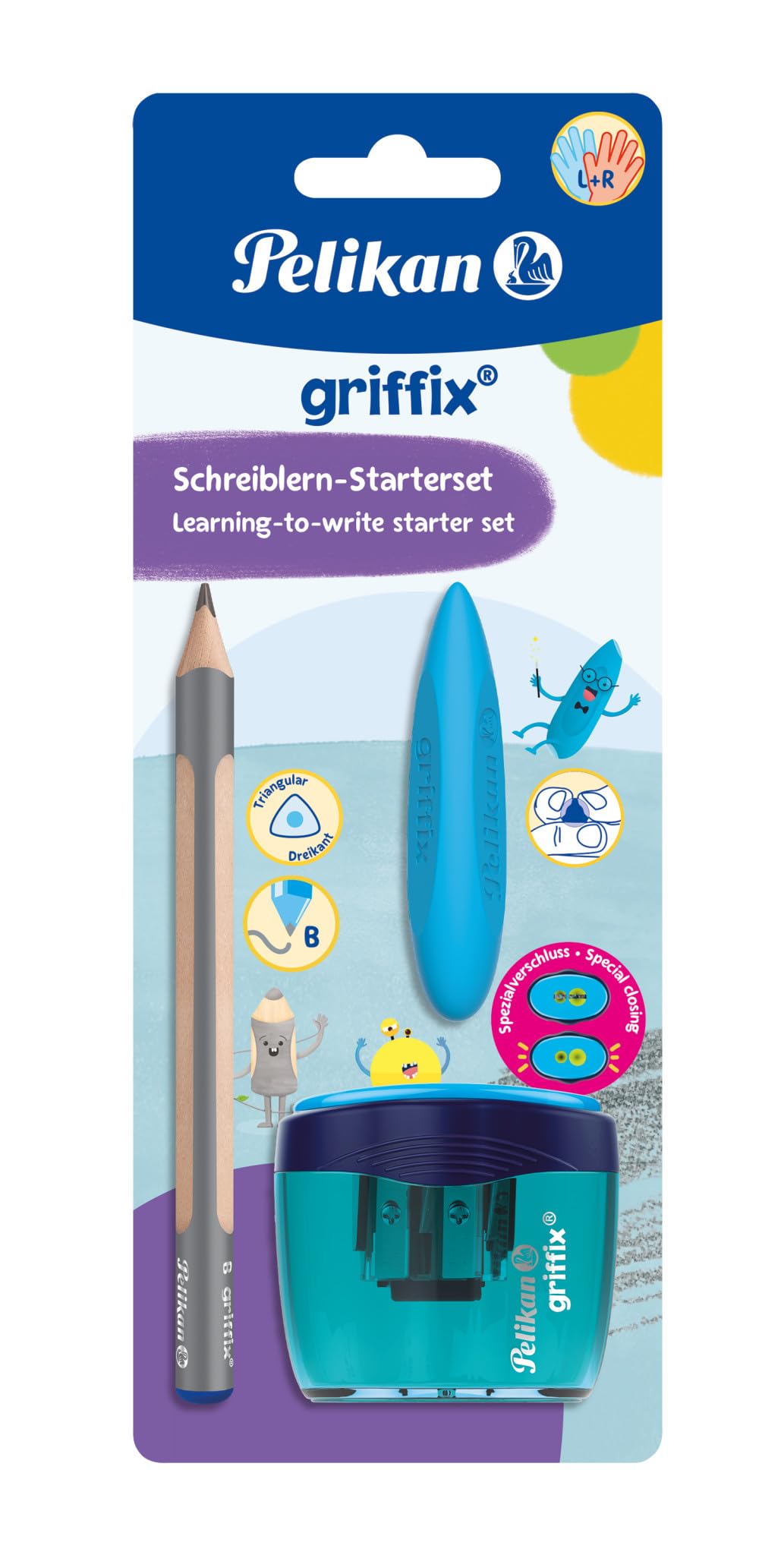 Pelikan Griffix Set Consisting of Eraser, Pencil Sharpener, Blue, 1 Piece