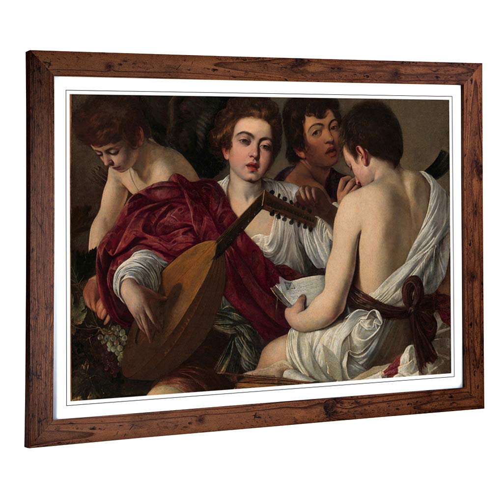 Big Box Art Framed Print of Michelangelo Caravaggio Music Design | Wall Art Picture | Home Decor for Kitchen, Living, Dining Room, Bedroom, Hallway, Office, Walnut, A2 / 24.5x18 Inch / 62x45cm