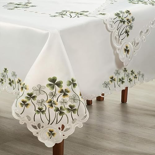 Decozen Ivory Table Cloth - Rectangle Lace Linen Tablecloth Intricate