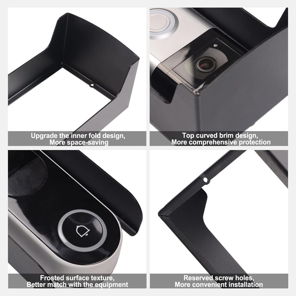 Tebbomp Doorbell Rain Cover Ring Doorbell Anti-Glare Cover, Steel Doorbell Weather-Blocking Cover Protection for Most Doorbells - Image 4
