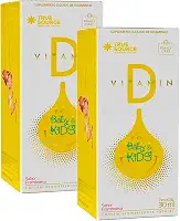 Kit 2x Liquid Vitamin D For Baby & Kids 30ml Sabor Framboesa - True Source