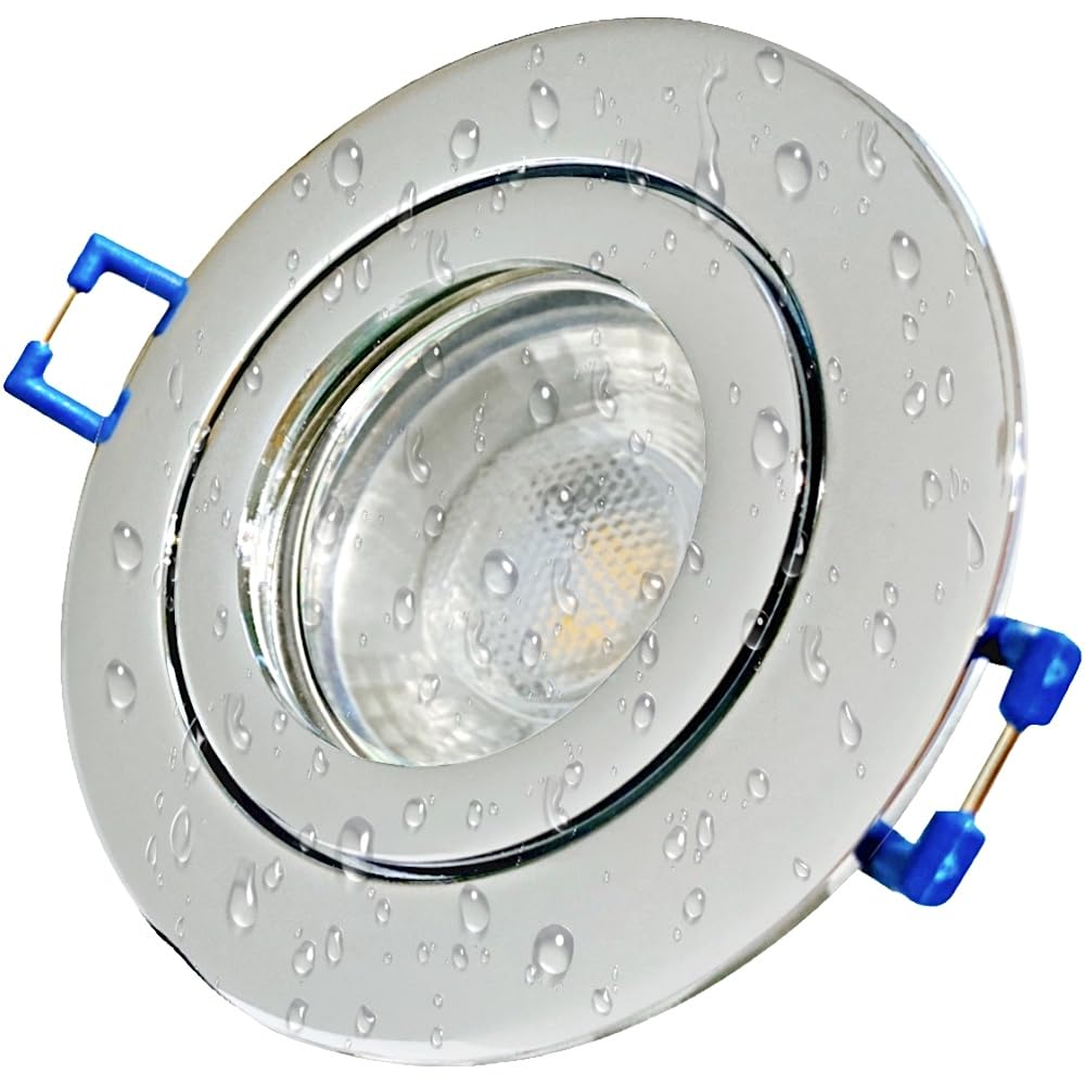 LED Einbauspots 12V Set IP44 Feuchtraum geeignet – 3er Set in Chrom, Ø 60–68 mm – 3W 250lm 3000K Warmweiß – inkl. Trafo & AMP-Verteiler mit 3× 120 cm AMP-Kabel – Badezimmer/Küche/Decke