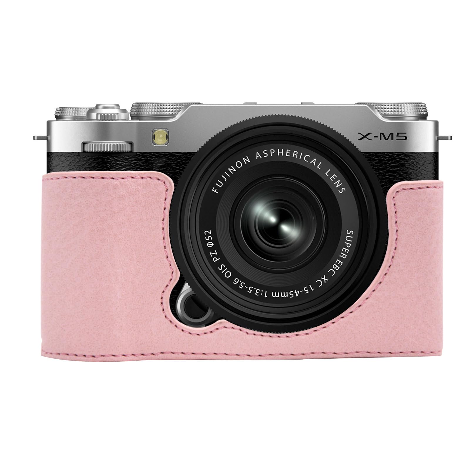 Camera Case for Fujifilm X-M5 Hand Grip BEADY Camera Case PU Leather XM5 Protective Cover Pink