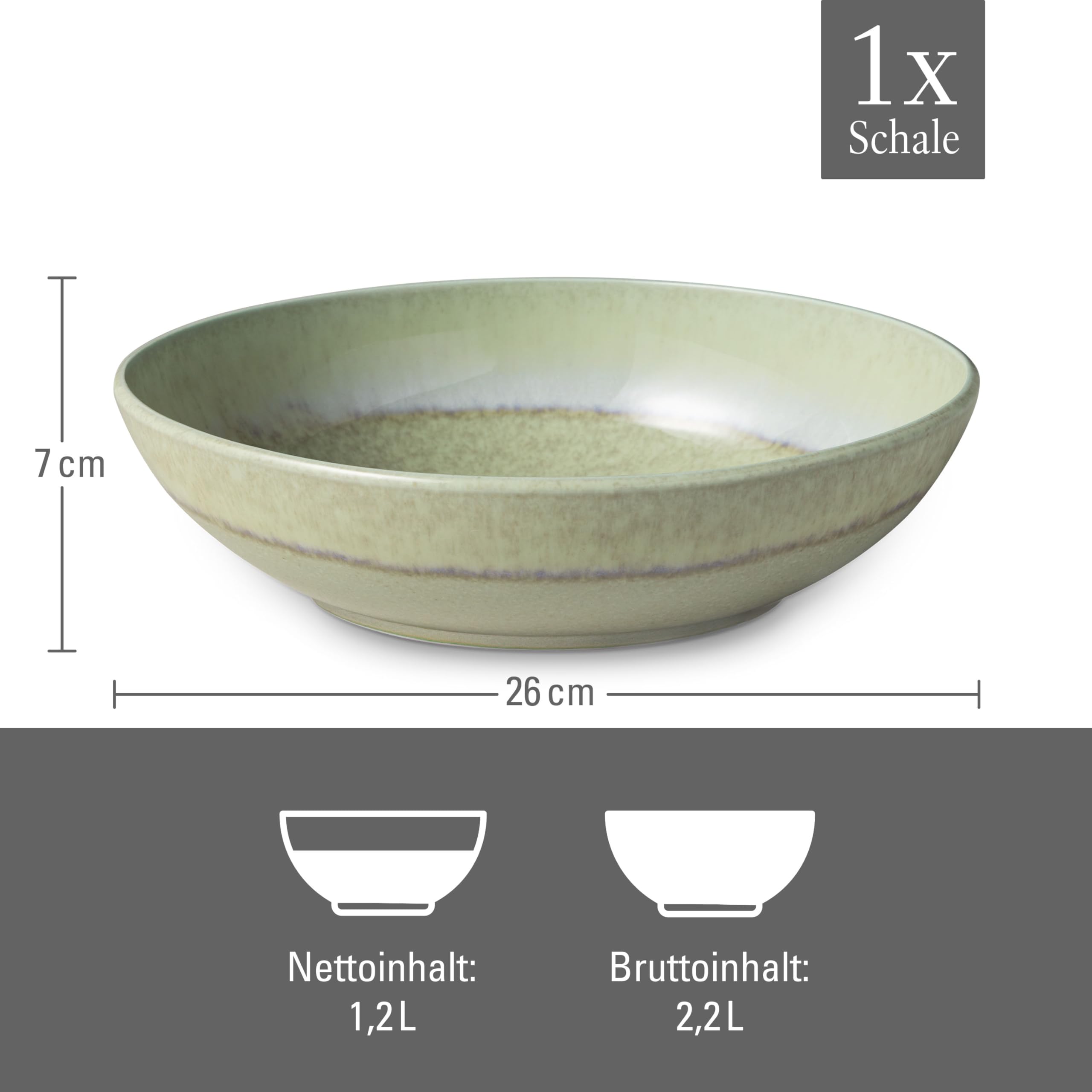 like. by Villeroy & Boch Perlemor Alga fuente, 26 cm Ø, verde