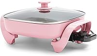 GreenLife 12-Inch 5QT Pink Electric Skillet - PFAS-Free Ceramic Nonstick, Glass Vented Lid, Versatile 5-in-1 Cooking