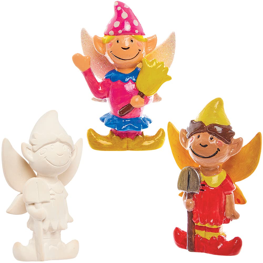 Baker Ross FX589 Duendes de cerámica - Caja de 4 - Figuras de cerámica para pintar para niños