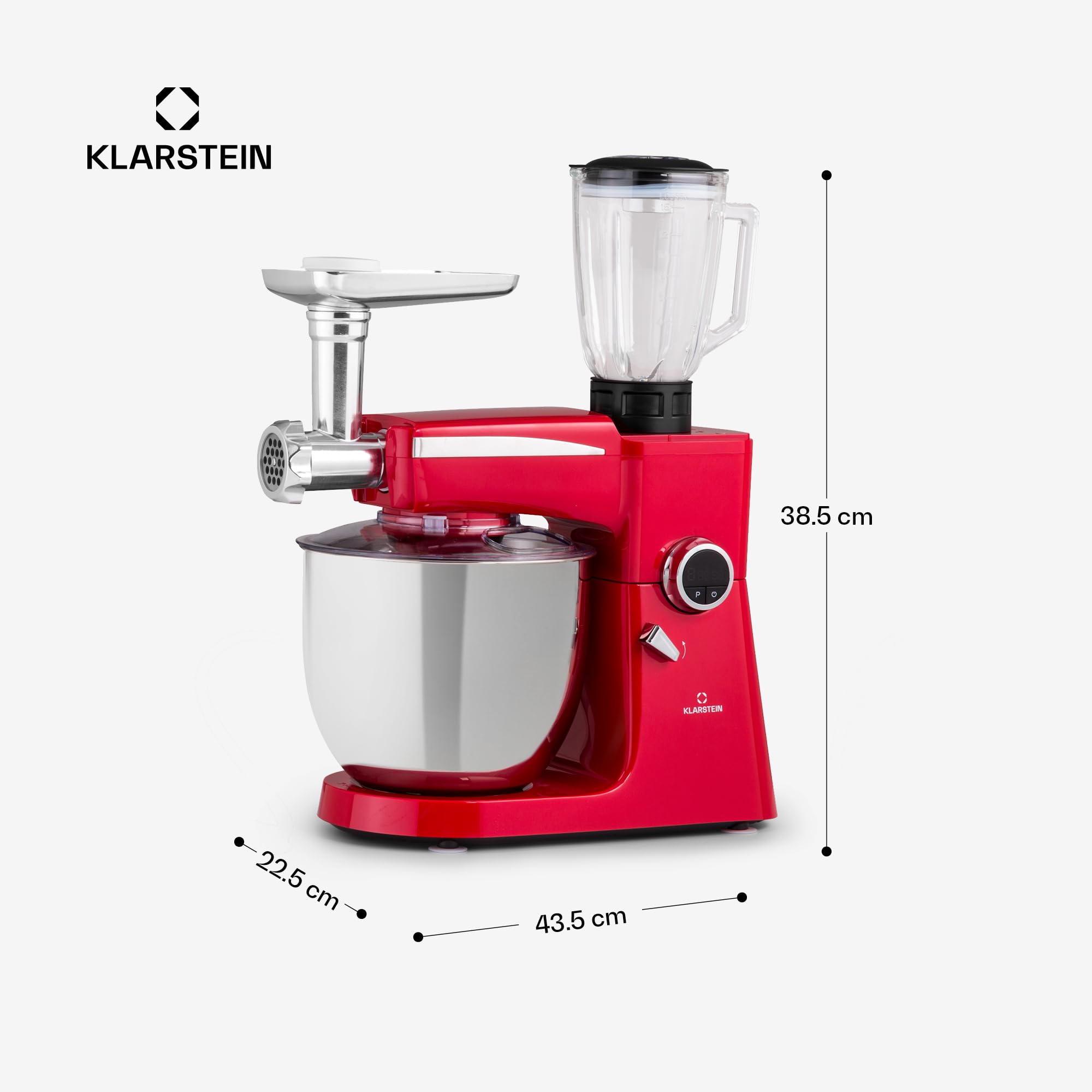 Klarstein Robot da Cucina, Planetaria 2000W, Impastatrice Planetaria, Blender, Mixer Cucina 3 in 1, Robot da Cucina Multifunzione 10L, Impastatrice Planetaria Professionale, Impastatrice Pizza