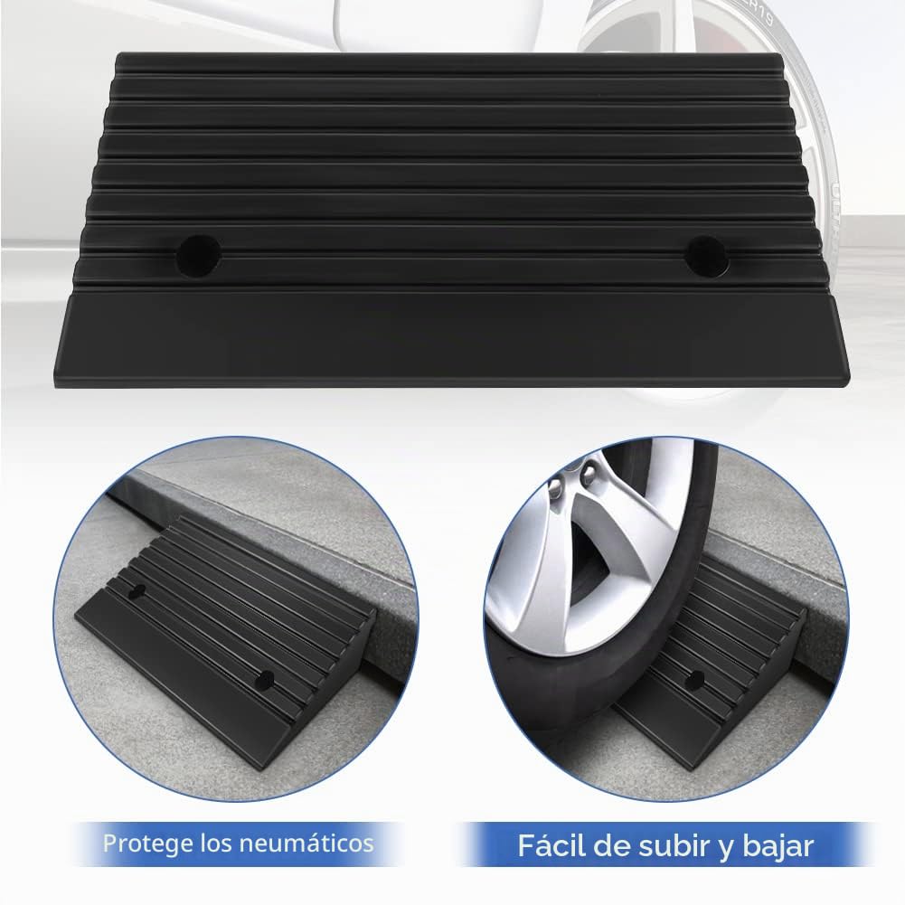 Dioche Rampa de umbral de Movilidad, 2 rampas de Goma con amortiguación Silla de Ruedas de Moto, 19,17 x 9,45 x 3,94 Pulgadas