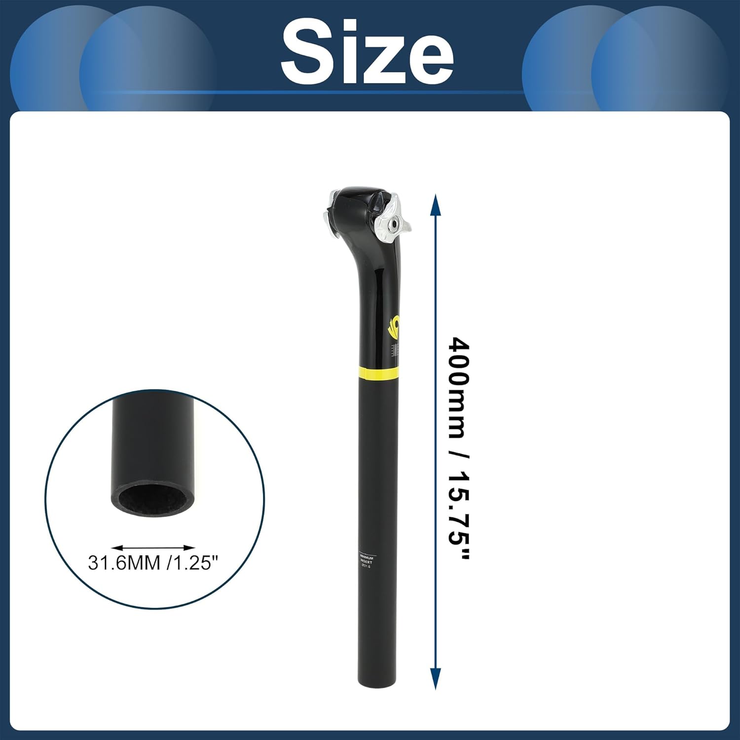Bike Seat Posts 31.6x400mm Bike Saddle Post Seat Tube Carbon Fiber Gloss Black Matte Black Yellow 20 Degree Offset