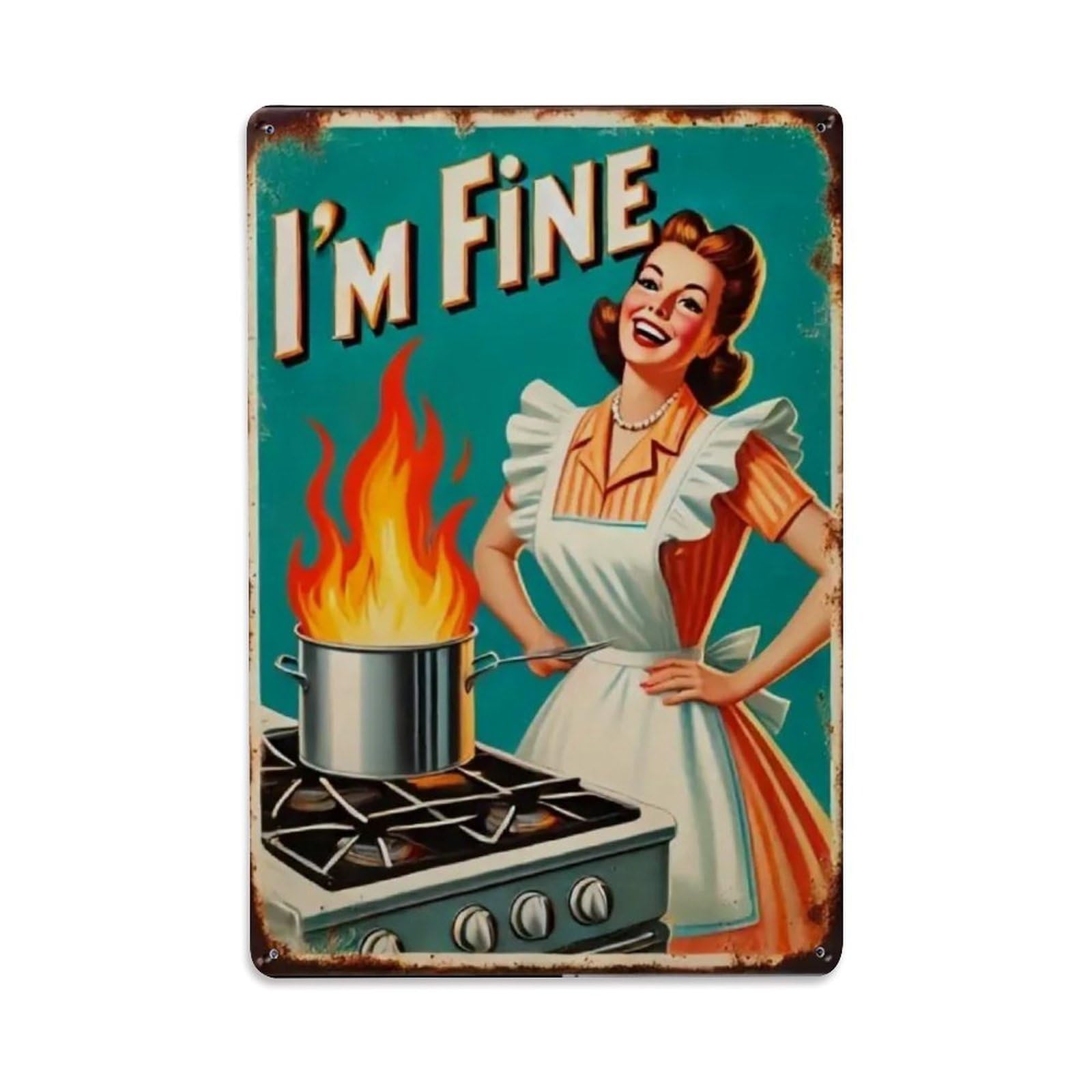 I'm Fine Metal Tin Sign Vintage Garden Bedroom Cafe Bar Man Cave Home Wall Decor Metal Poster 8x12 in