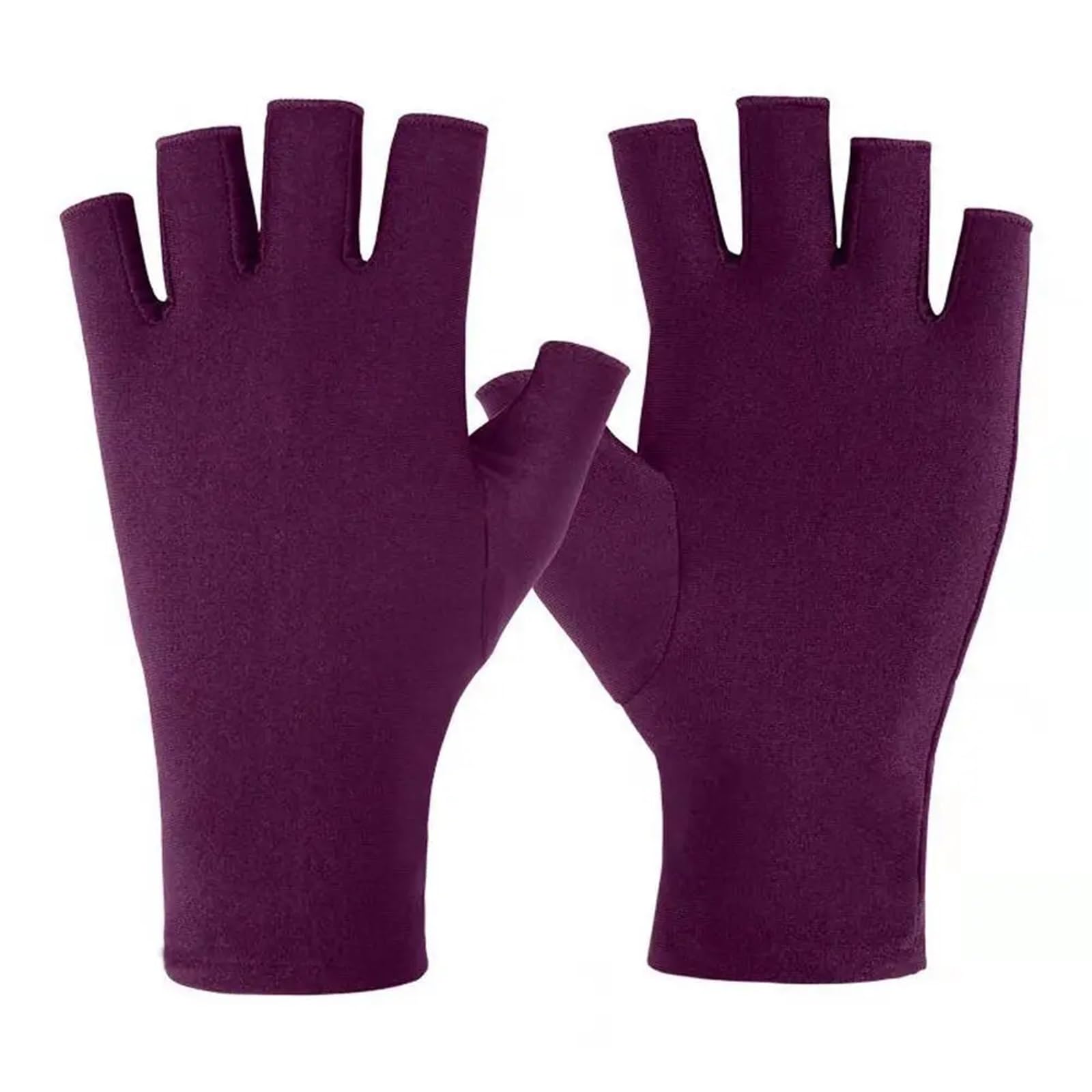 JMORCO Sun Gloves Short Breathable Two Finger Fashion Sunscreen Outdoor Fingerless Women Gloves Ice Silk Man Mittens(Purple-fingerless)
