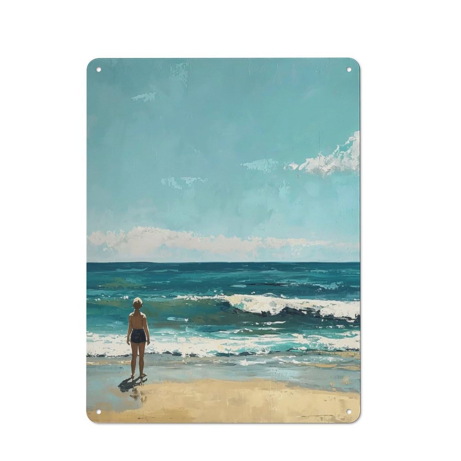 Junmoney Style-16 For Hobby Room Or Studio, Seaside Serenity Retro Tin Sign 40X30cm, Gift For Creative Interior Collectors During The Christmas Season