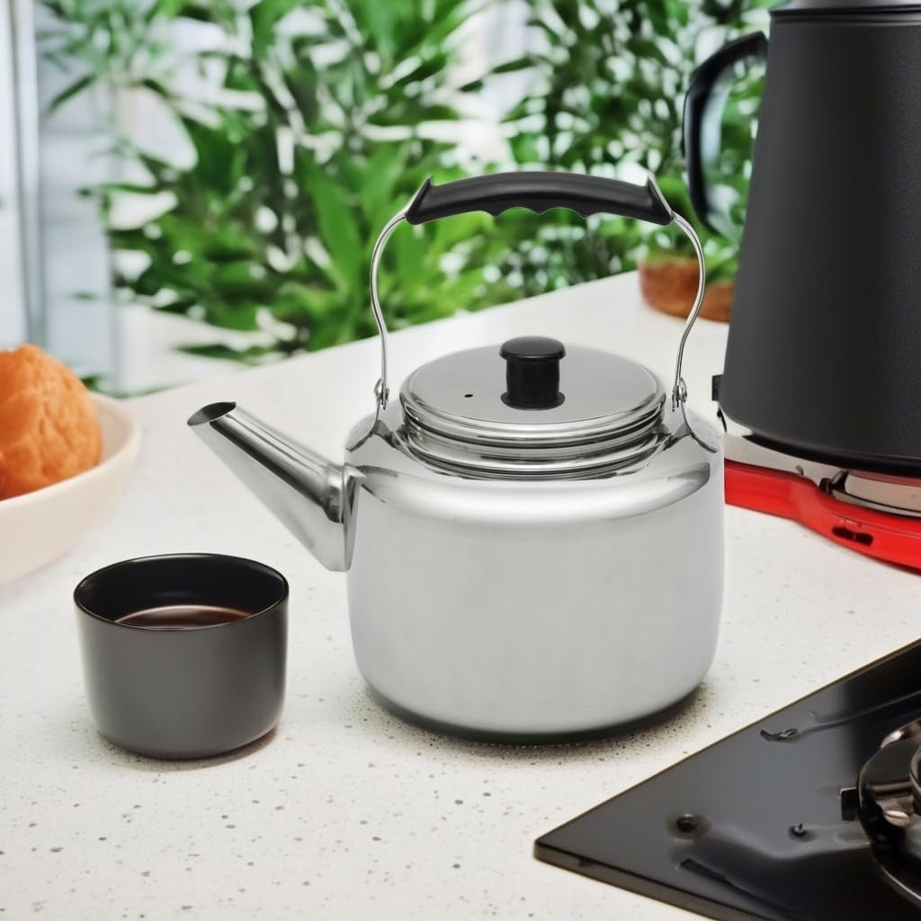 Lindy's Stainless Steel 5-1/4 Quart Pot Kettle, Stovetop Tea Kettle, Water Kettle with Ergonomic Handle, Food Grade Stainless Steel