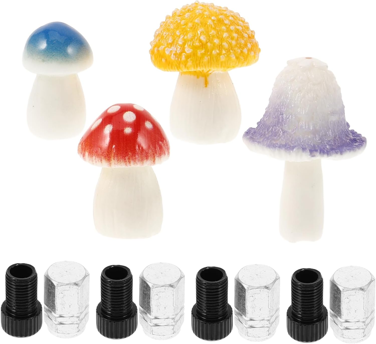 4pcs Mushroom Shape Tire Valve Caps Replacement Car Bike Truck Valve Stem Caps Decorative Car Decorations Interior