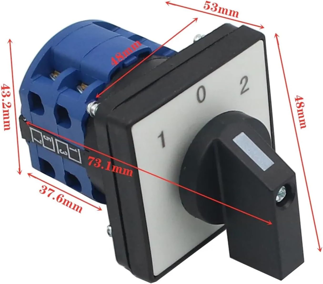 LW26-20 Series 2/3/4 Position 8 Terminals Rotary Cam Changeover Switch with Screws Tool 660V 20A(1-0-2,4P-16 terminals)