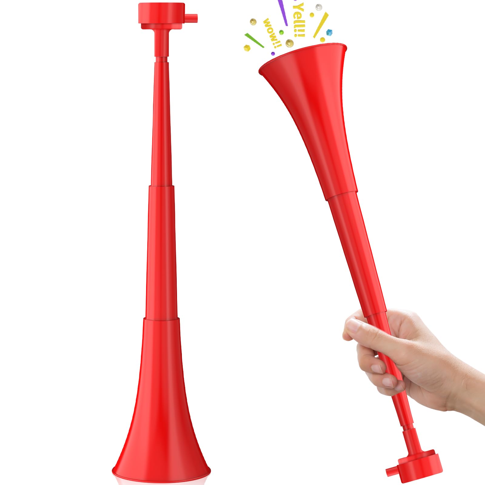 Stadium Horn for 2026 World Cup, Vuvuzela Plastic Trumpet Collapsible Cheering Blow Horns Loud Soccer Noise makers for Sporting Events Football Games Carnival Fun Birthday Party Favors - 1PCS (Red)