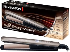 Remington Glätteisen Keratin Therapy (Hitzeschutzsensor um Haarschäden zu verringern) Digitales Display, Haarglätter S8590