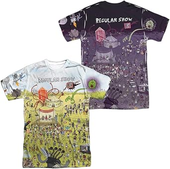 Regular Show Group Shot Unisex Adult Sublimated Halloween Costume T Shirt Front/Back