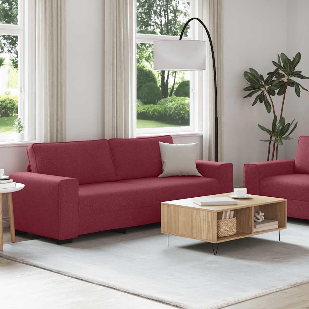 2-częściowy zestaw mebli z poduszkami, czerwone wino, tapicerowane meble do salonu, pokoju gościnnego, lounge, w zestawie 2-osobowa i 3-osobowa sofa, wygodna sofa narożna, meble relaksacyjne