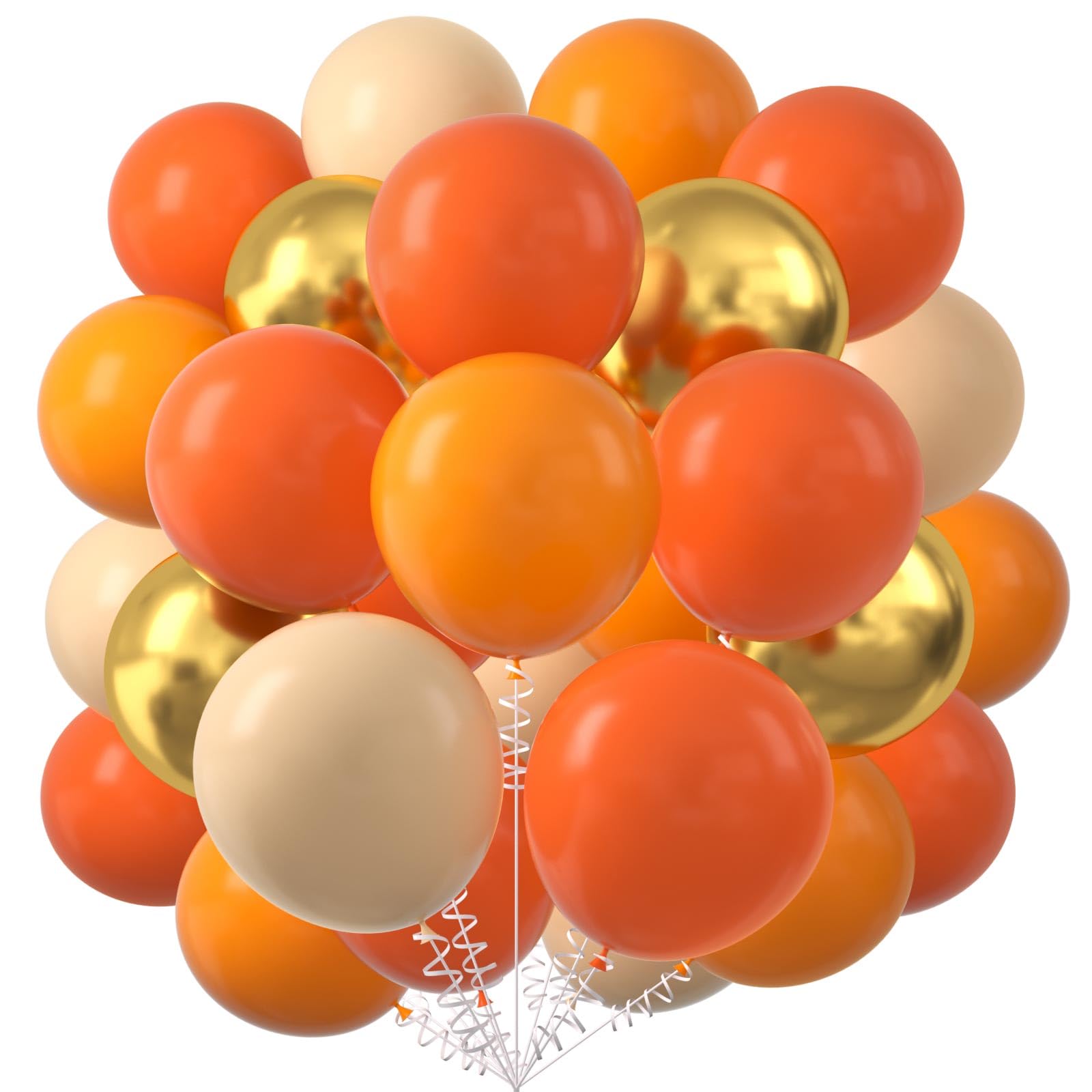 KALOR Retro Orange Beige and Metallic Gold Balloons, 60 Pcs 12 Inch Orange Metallic Gold Chrome Latex Balloons Kit for Baby Shower Birthday Bridal