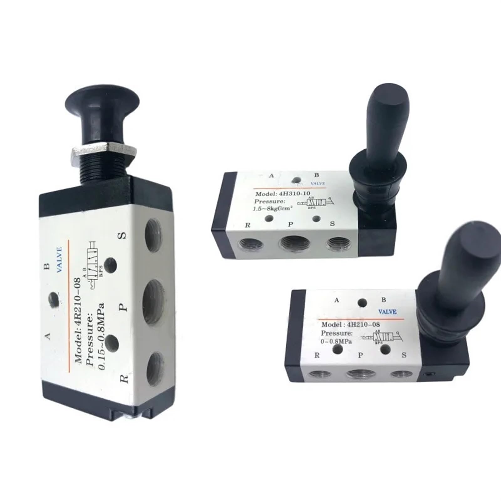 4R210-08 4H210-08 5/2 Vie valvola pneumatica Manuale con Leva azionata a Mano con silenziatore e Raccordo rapido Select(4H210-08,No Fittings)