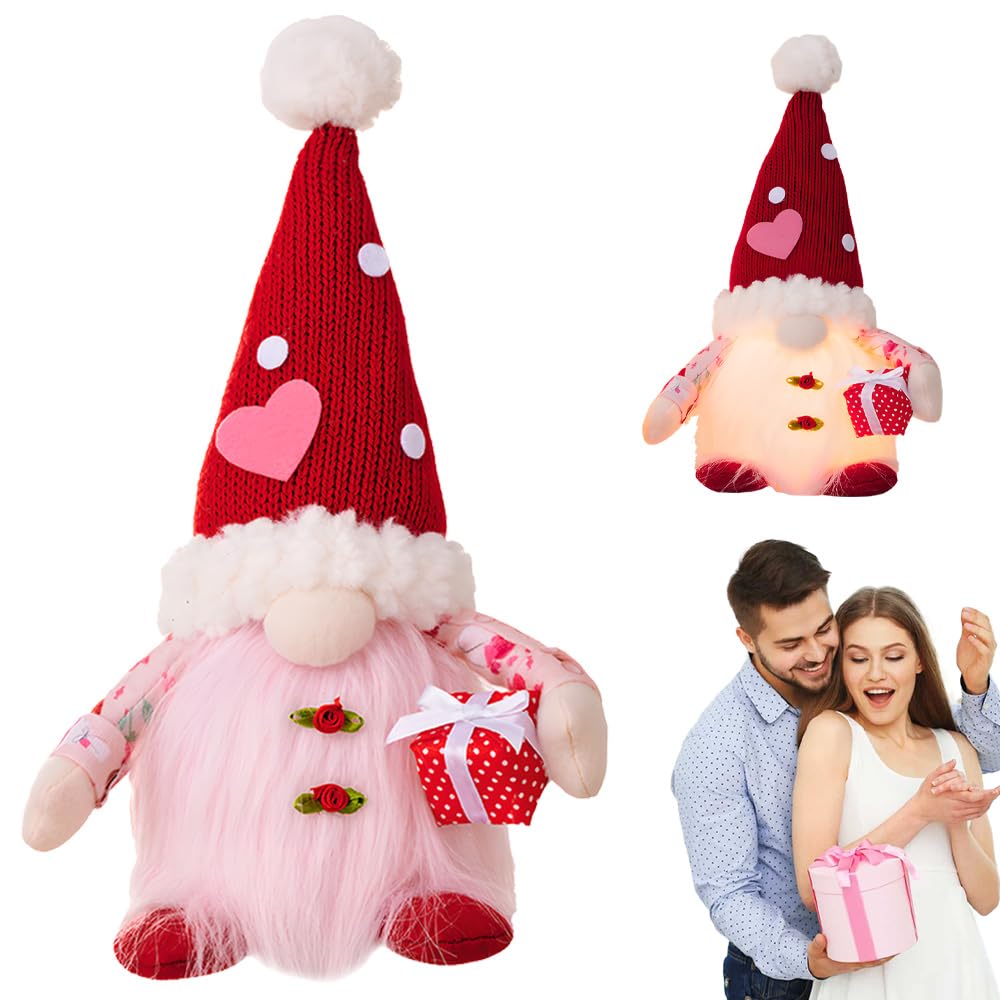 Valentines Day Decorations, Gnome Gifts for Valentines Day Decor, Valentines Day Gifts for Her/Teacher/Girls/Him, Valentines Day Couple Plush Gnomes Decorations for Home (2pcs)