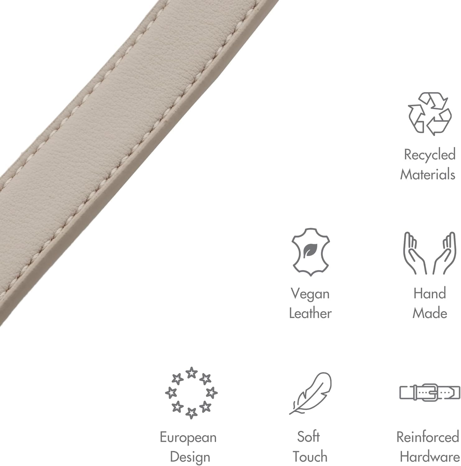 Copenhagen Leather Dog Collar - Handmade with Vegan Soft Leather Round Padded Collar Extra Small - Leather Dog Leash - Cupertino - Slim Leash - Beige - 4ft