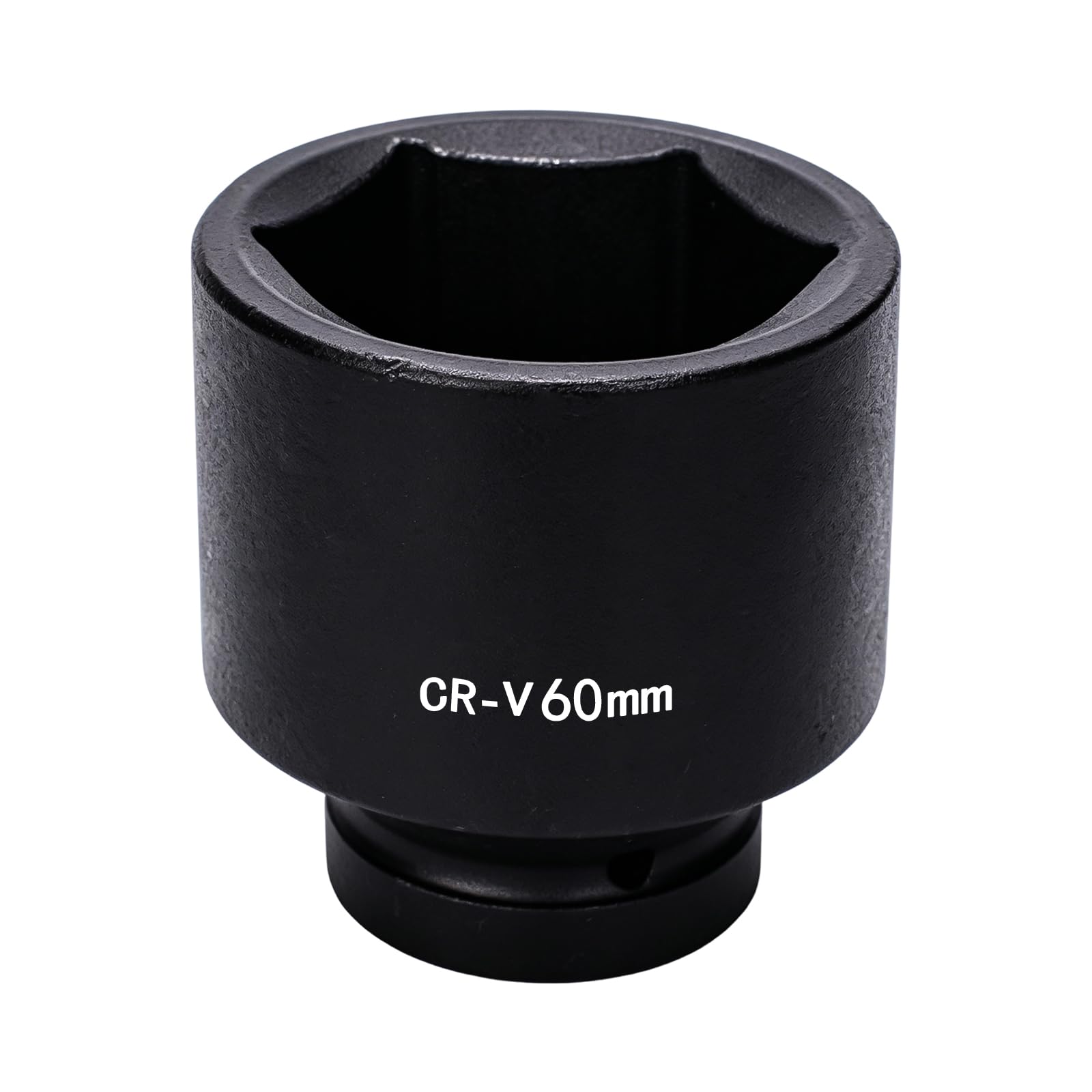 Vaso de impacto hexagonal de 1 pulgada, 60 mm, métrico, de acero CR-V fosfatado en negro para prevenir la corrosión, para herramientas manuales y de impacto de uso ligero a medio.