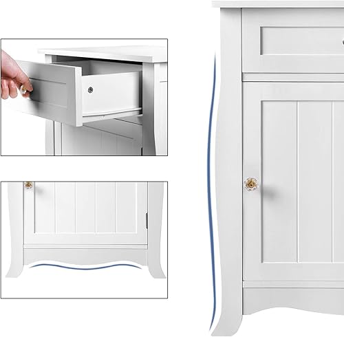 Miniatura 6 de SONGMICS LET02WT - Mesa auxiliar con cajón mesita de noche de madera organizador de almacenamiento multifuncional con gran capacidad fácil de montar