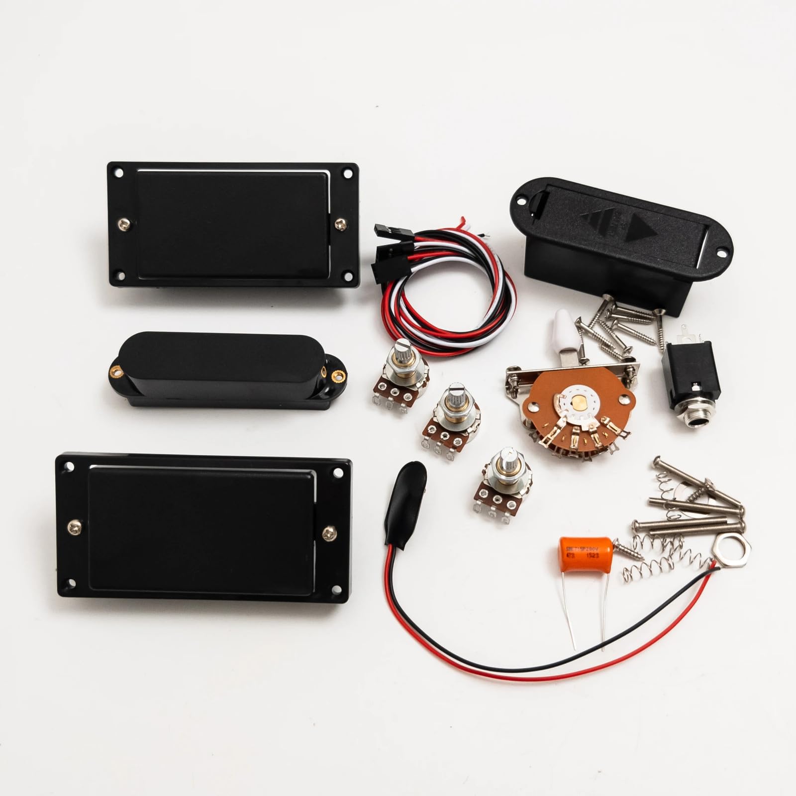 Active HSH Zestaw przetworników do gitary elektrycznej – 81 85 Style Humbucker i pojedyncza cewka z 25K garnkami, 5-drożnym przełącznikiem i pełnym zestawem okablowania, kompatybilny z Fender ST