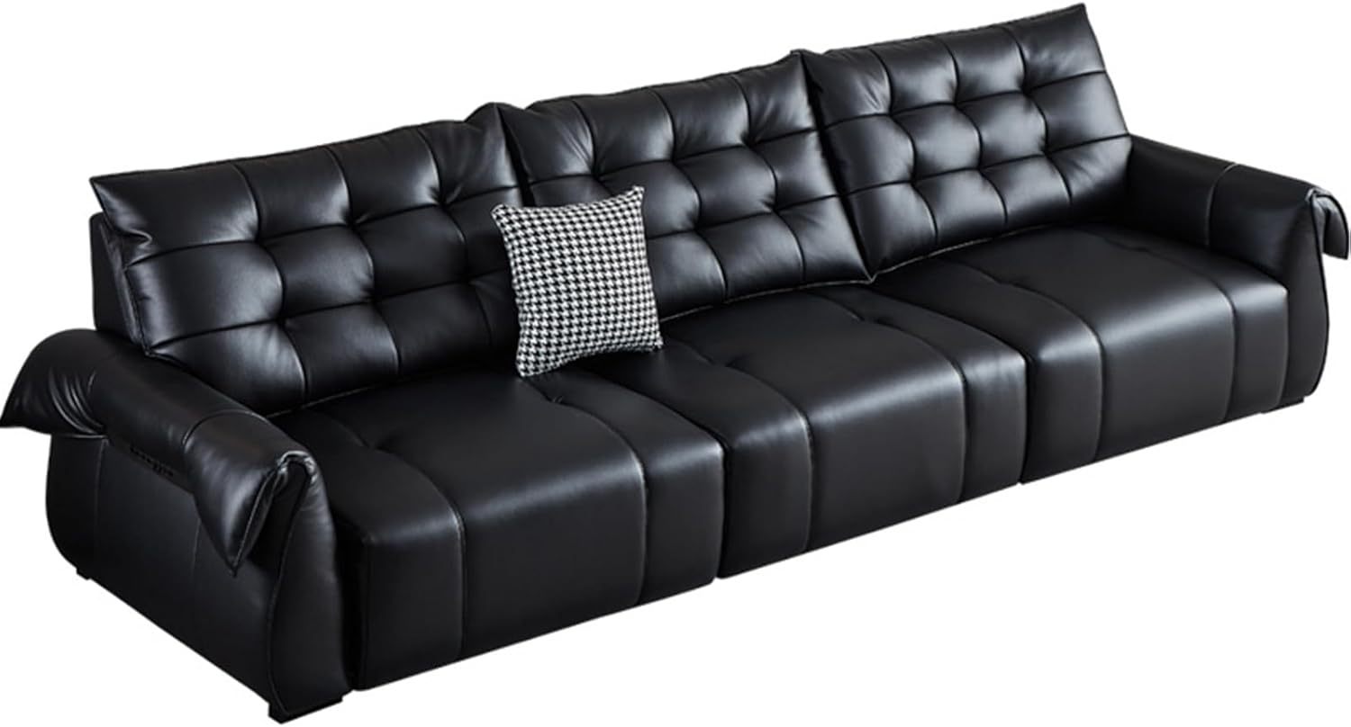 ソファ　合皮　黒　リクライニング 3人掛け電動リクライニングソファ テーブル付き 本革(一部合成皮革