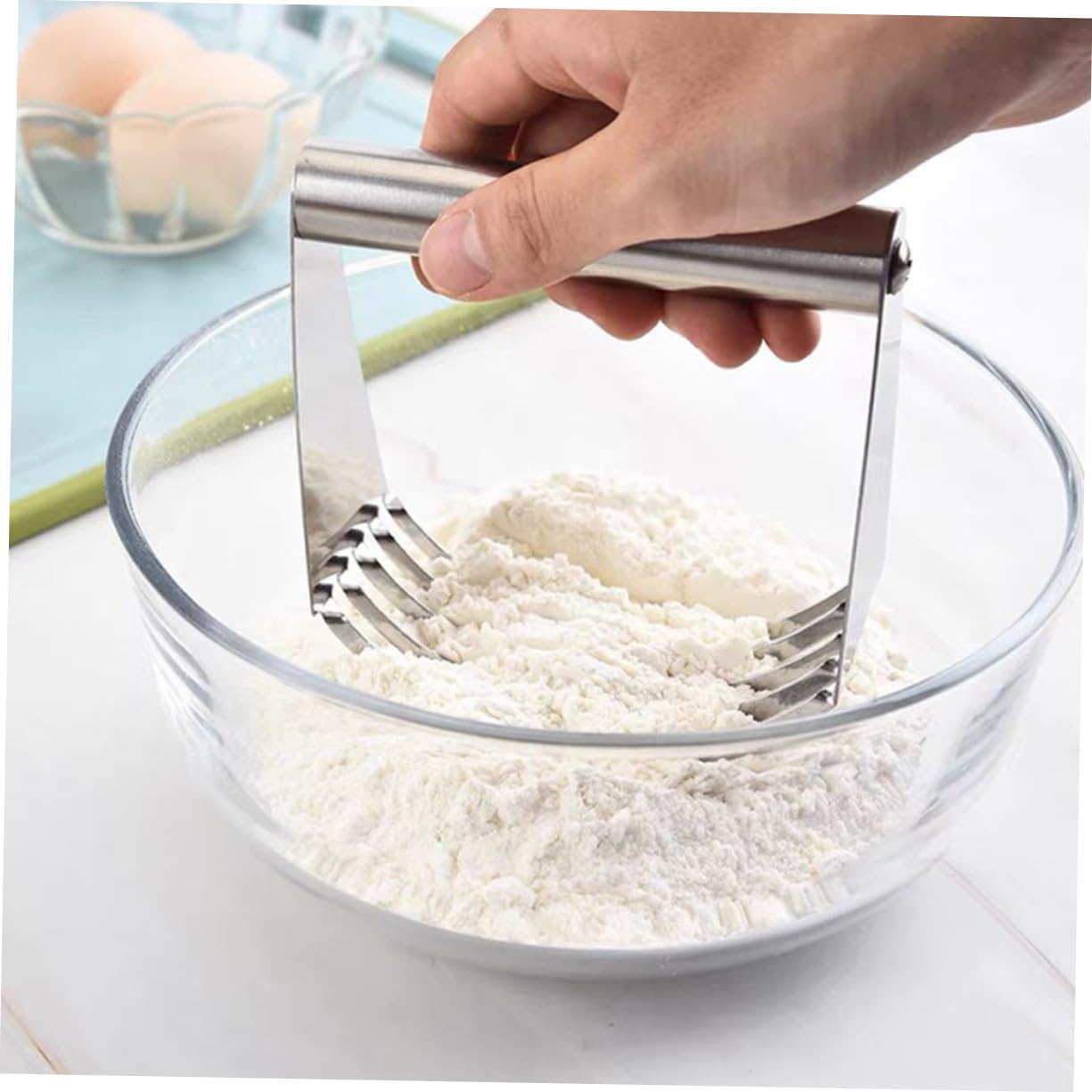 Unomor 2-piece Manual Blender Chef Dough Blender for Baking Stainless Steel Flour Mixer Set