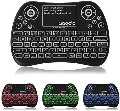 YAGALA Backlit Mini Wireless Keyboard with Touchpad 2.4G Rechargeable Backlit Handheld Remote Control Keyboard and Mouse Combo with Multimedia Keys for Android TV Box, PC, PAD, Smart TV, X-Box, HTPC