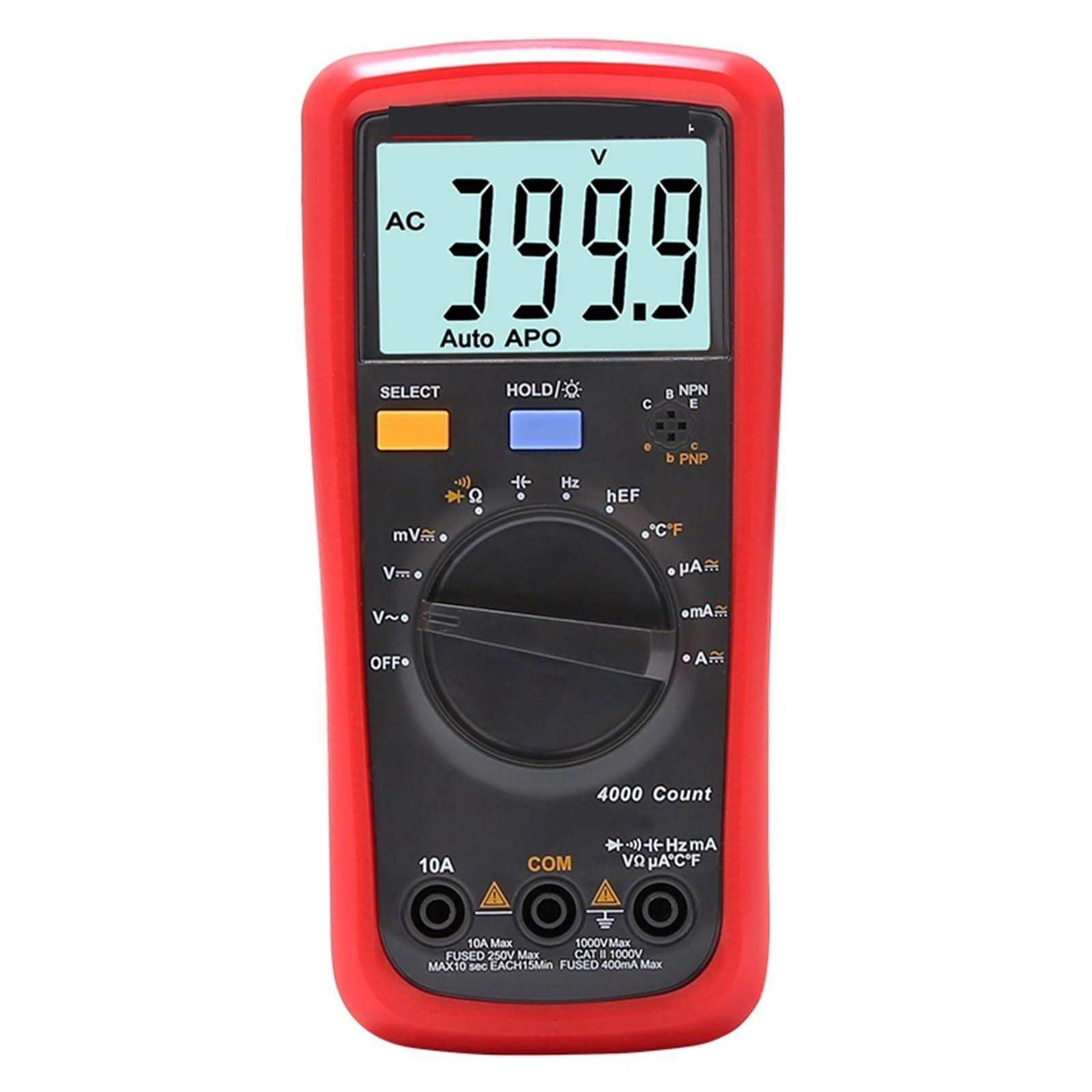 Multimetro Digitale, Multimetro digitale 1000V 10A Spegnimento automatico AC DC Tensione Corrente Ohm Diodo Misuratore Temperatura Test