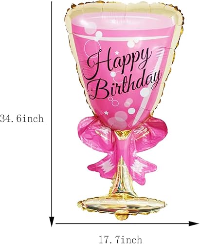 Miniatura 2 de 4 globos de aluminio para botella de champán de 36 pulgadas y copa de vino, globos grandes de aluminio Mylar para cumpleaños, boda, ceremonia,