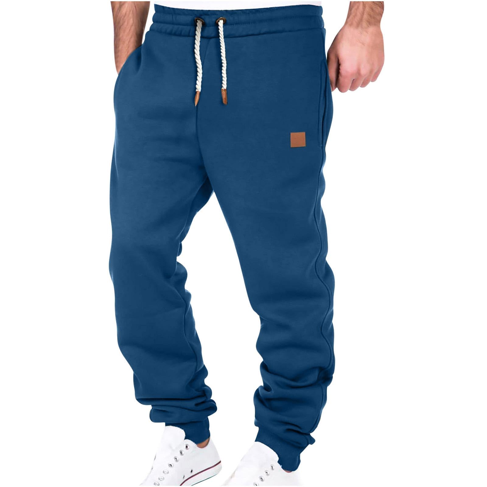 Joggers for Men UK Jogging Pants Fleece Lined Trousers Fashion Training  Track Pants Elasticated Waist Casual Activewear Track Pants Men's Solid