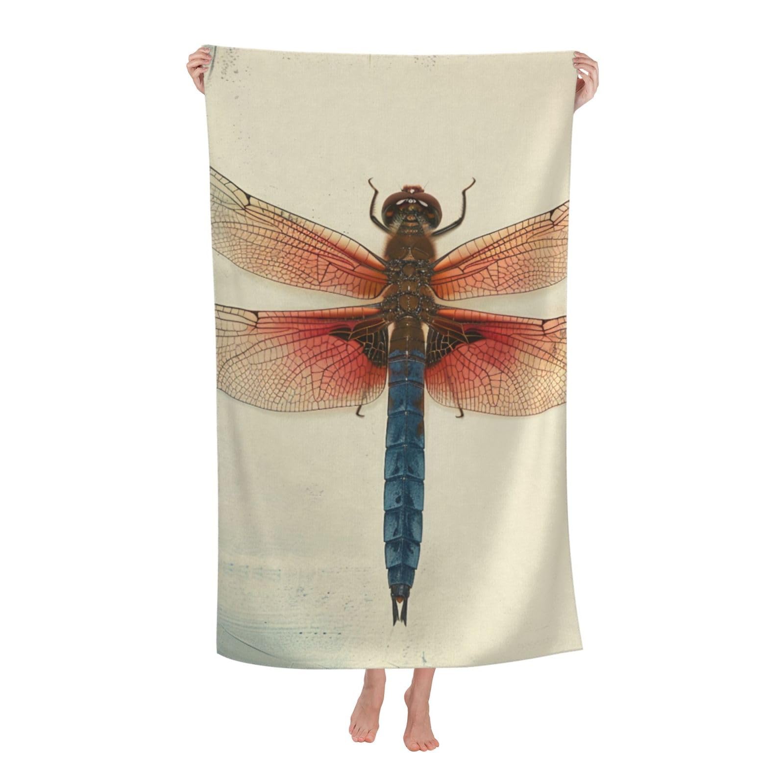 BWWHCCTI Dragonfly Print Printed Quick Dry Bath Towel, Soft Microfiber Towels Fast Drying Beach Towels for Travel,Camping,Gym,Swimming,Yoga
