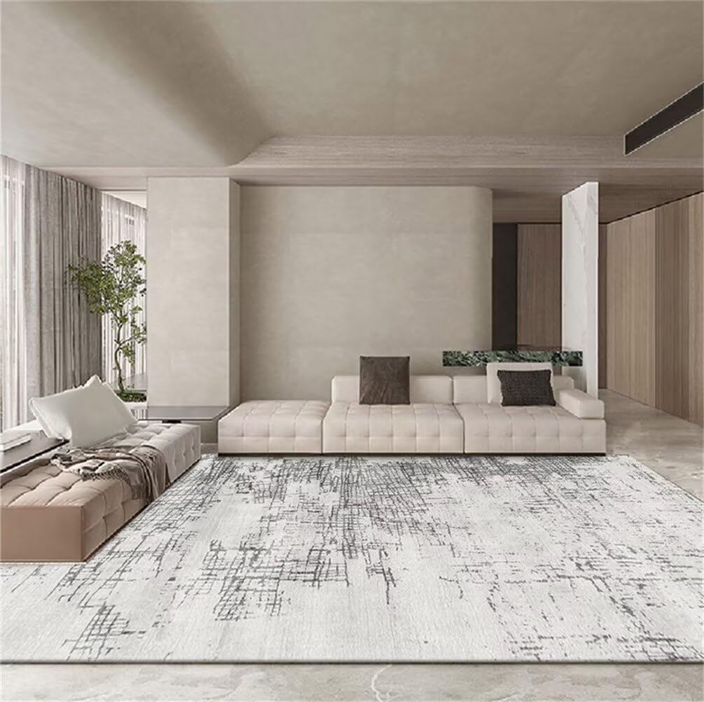 Tapis de bureau gris 120x170cm abstrait et lavable pour deco chambre ado fille