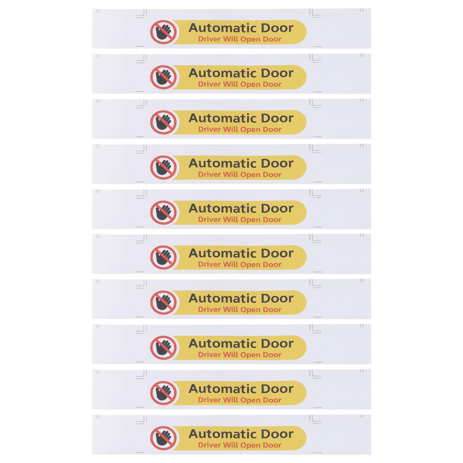 Briny River 10pcs Automatic Door Sticker, 5 x 1 Inches, Yellow, Vinyl, Waterproof, UV Resistant, Safety/Warning, Outdoor Use