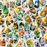 Yoksas 50Pcs World in The Bottle Stickers - Aesthetic Scenery Cartoon Anime Artist Decals for Water Bottle,Laptop,Scrapbooking,Tumbler