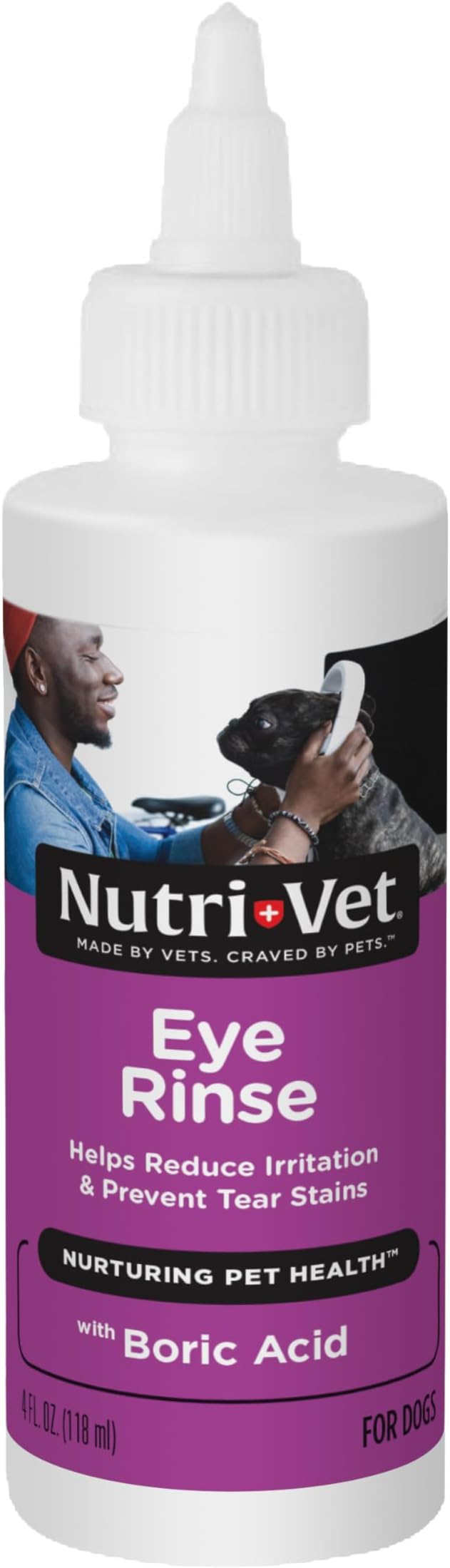 Nutri-Vet Eye Rinse for Dogs, Dog Tear Stain Remover, Eye Wash, Allergy Relief for Pet Puppies, Puppy Supplies, Pet Safe Formula, Vet Formulated, Prevents Infections, 4oz