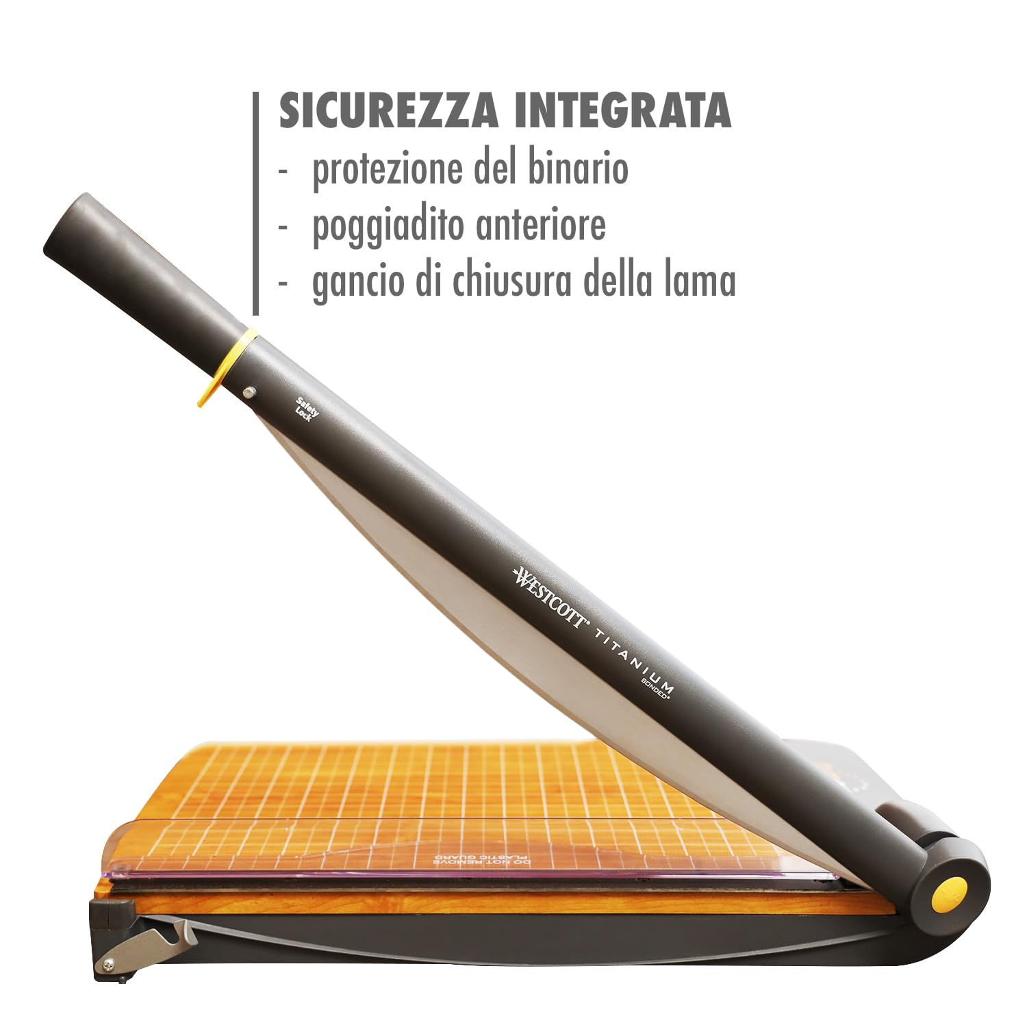 Westcott TrimAir Taglierina per carta 15" (38 cm) | Con anima in legno e lama rivestita in titanio | Taglierina a leva con griglia e scala graduata per un massimo di 30 fogli | 15107