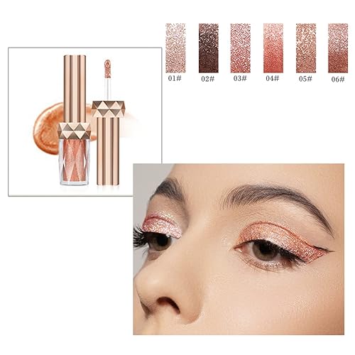 Miniatura 2 de Aaiffey Sombra de ojos líquida con purpurina de color brillante sombra de ojos perlado monocromático líquido metálico de lentejuelas maquillaje de