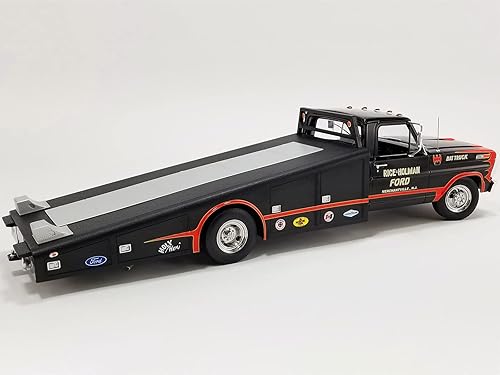 Miniatura 4 de Acme A1801418 - Camión de rampa F-350 negro con gráficos de arroz y camión Holman edición limitada a 400 piezas en todo el mundo modelo fundido 118