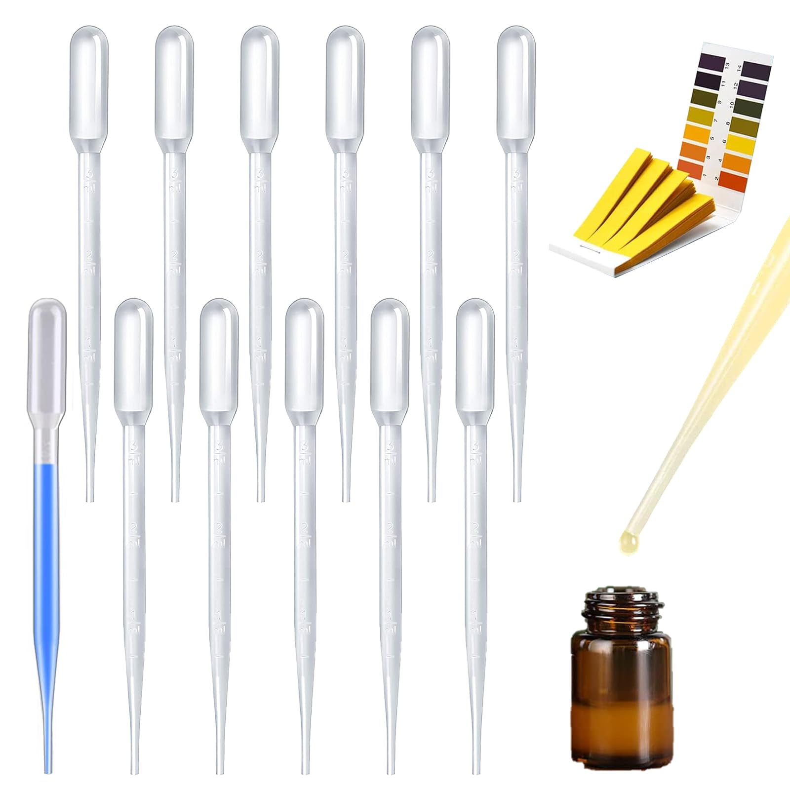 20 Stück 3 Ml PE-Transferpipette Mit Skala – Einweg, Transparent, Für Labor, Öle, Parfüm